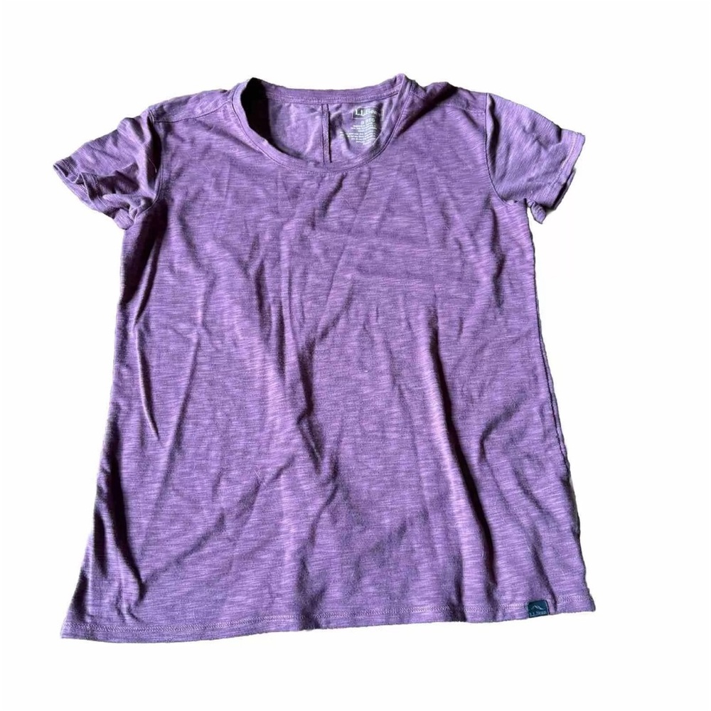 LL Bean Crew Neck Short Sleeve Tee Shirt Dusty Purple Womens S